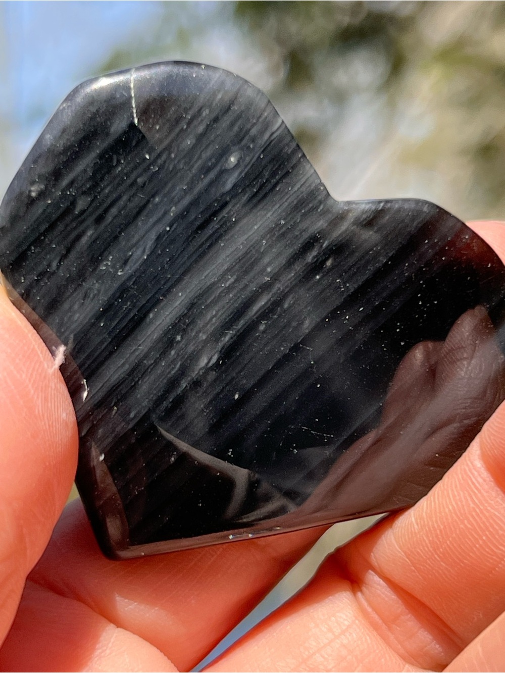 Midnight (12) lace obsidian heart with stand | crystal